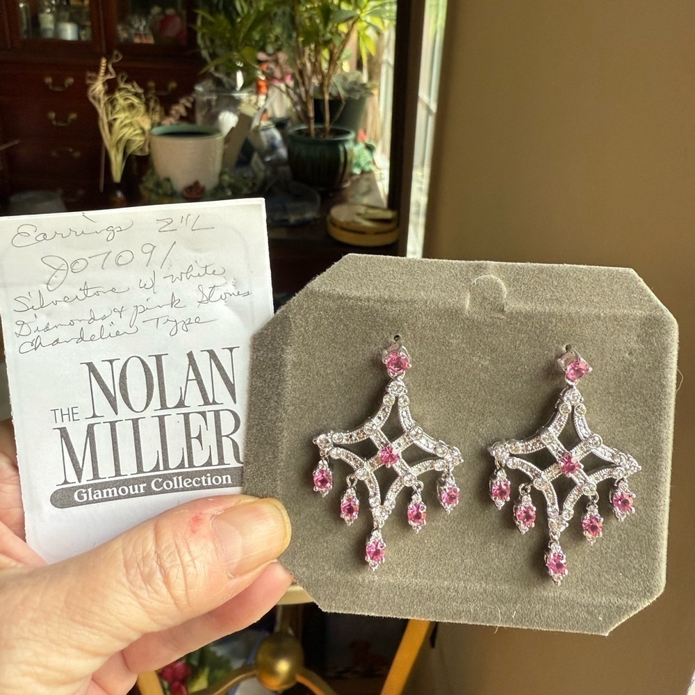Nolan Miller Pink and Silver Glamour Earrings